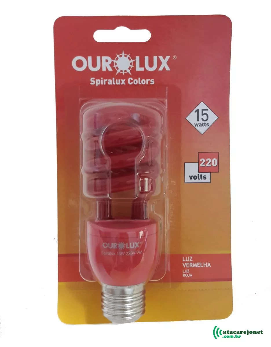 Lâmpada Eletrônica Espiral Vermelha 15W - 220v – Ourolux