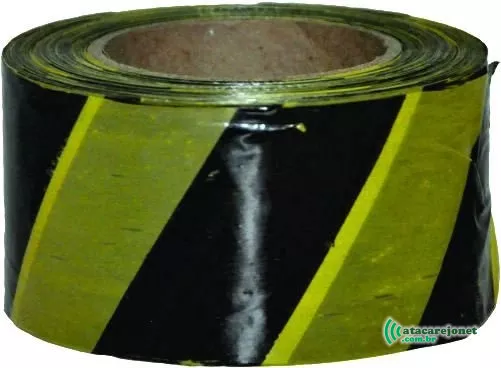 Fita Demarcação de Área Zebrada Amarela / Preta 70mm x 200m - Plastcor