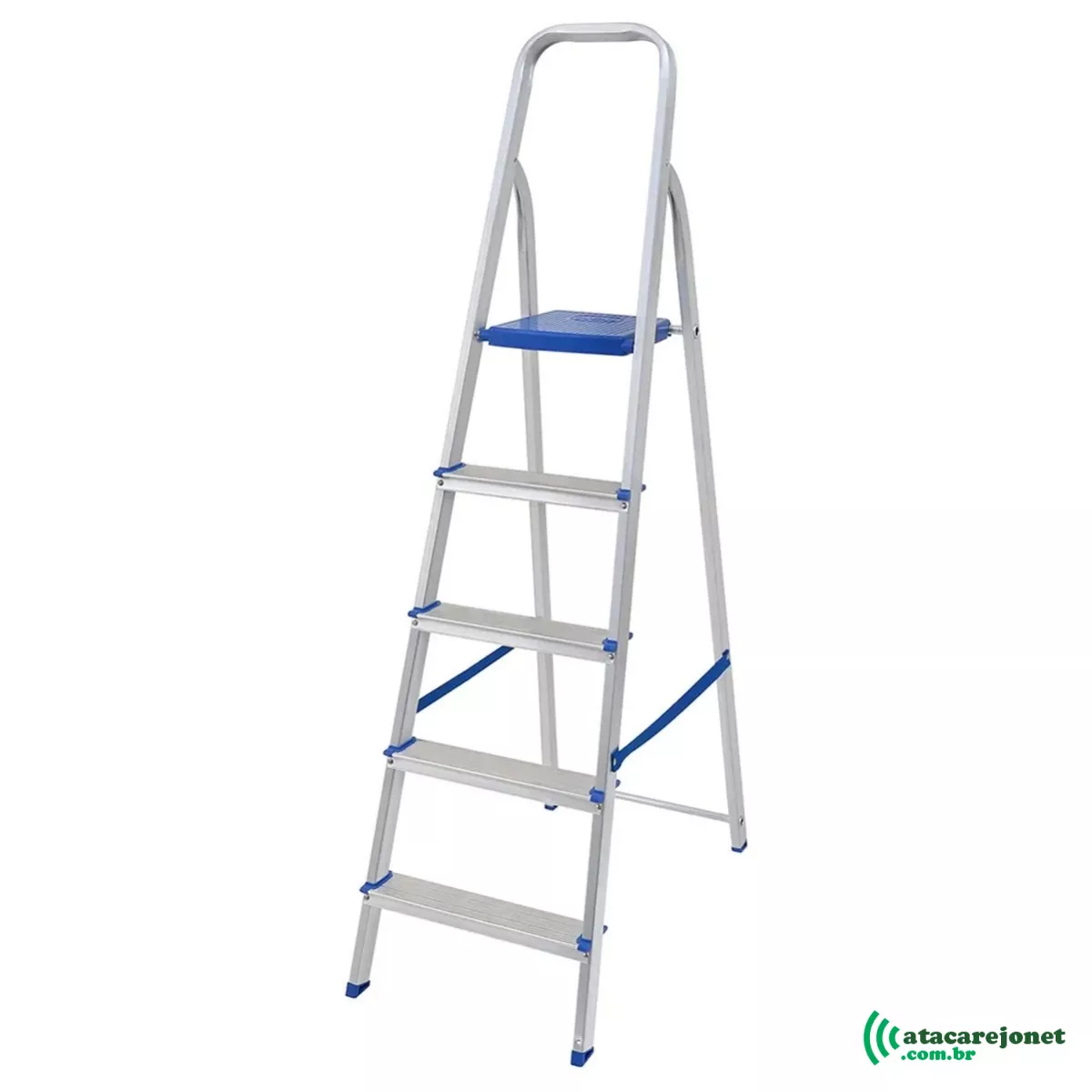 Escada Alumínio 5 Degraus com Fita Segurança - Mor