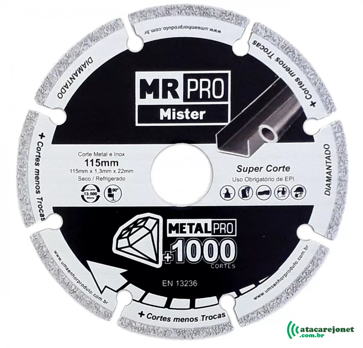 Disco Diamantado MR PRO 115mm + 1000 Cortes - Mister