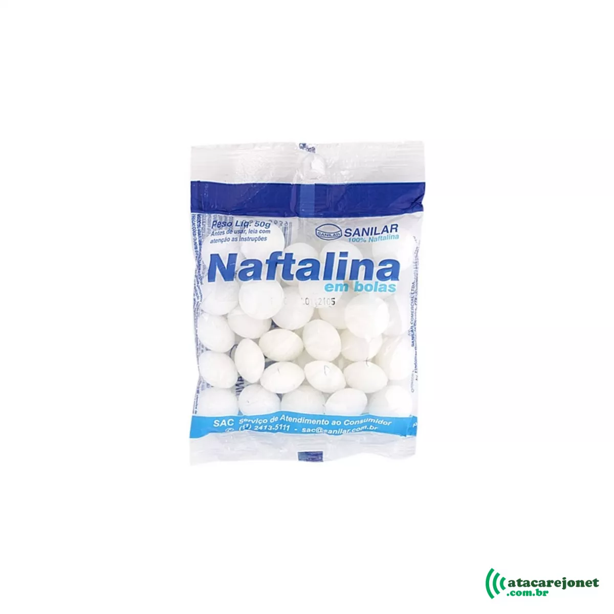 Naftalina em Bolas Branca 50g - Sanilar
