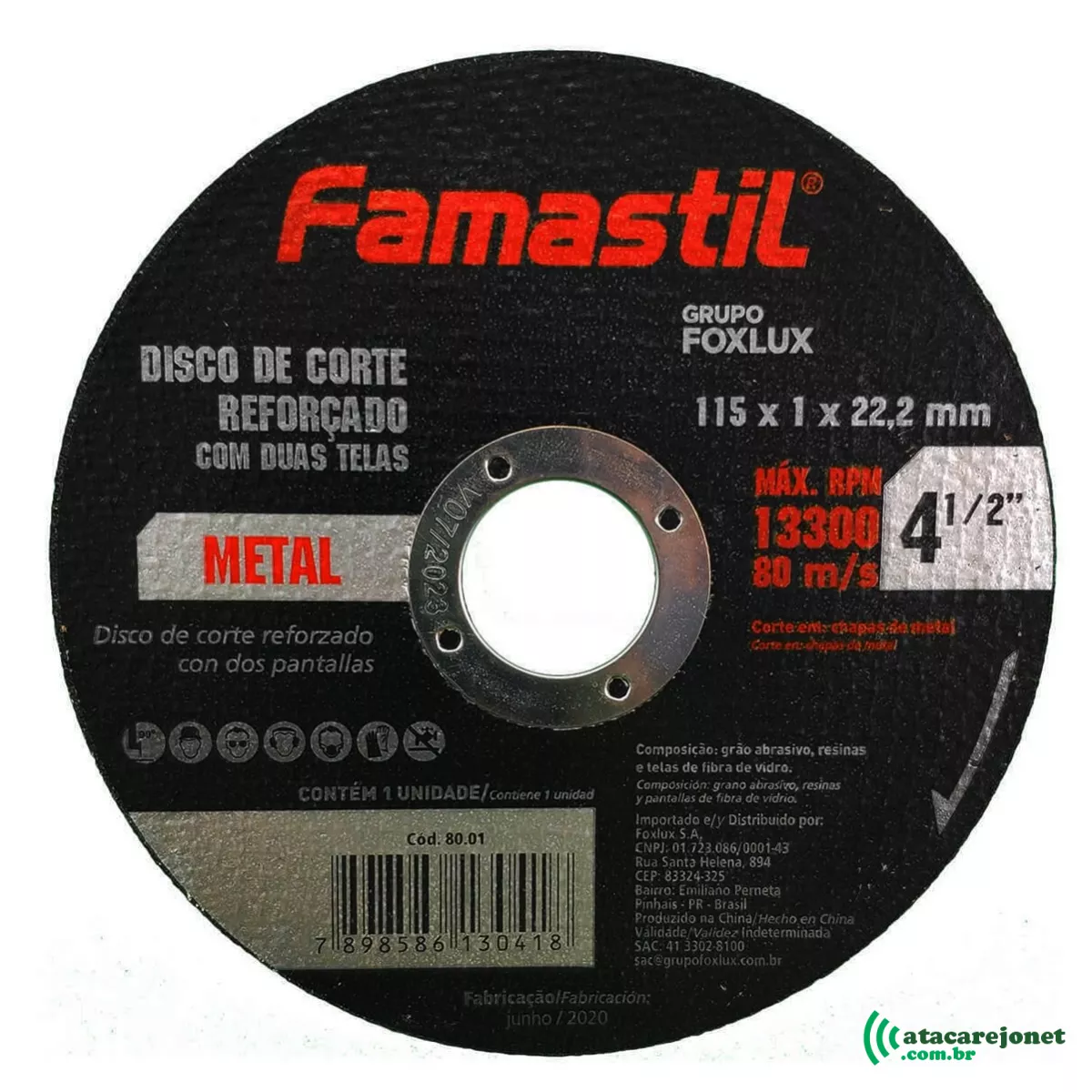 Kit 10 Disco Corte Metal Reforçado 4.1/2\" - Famastil