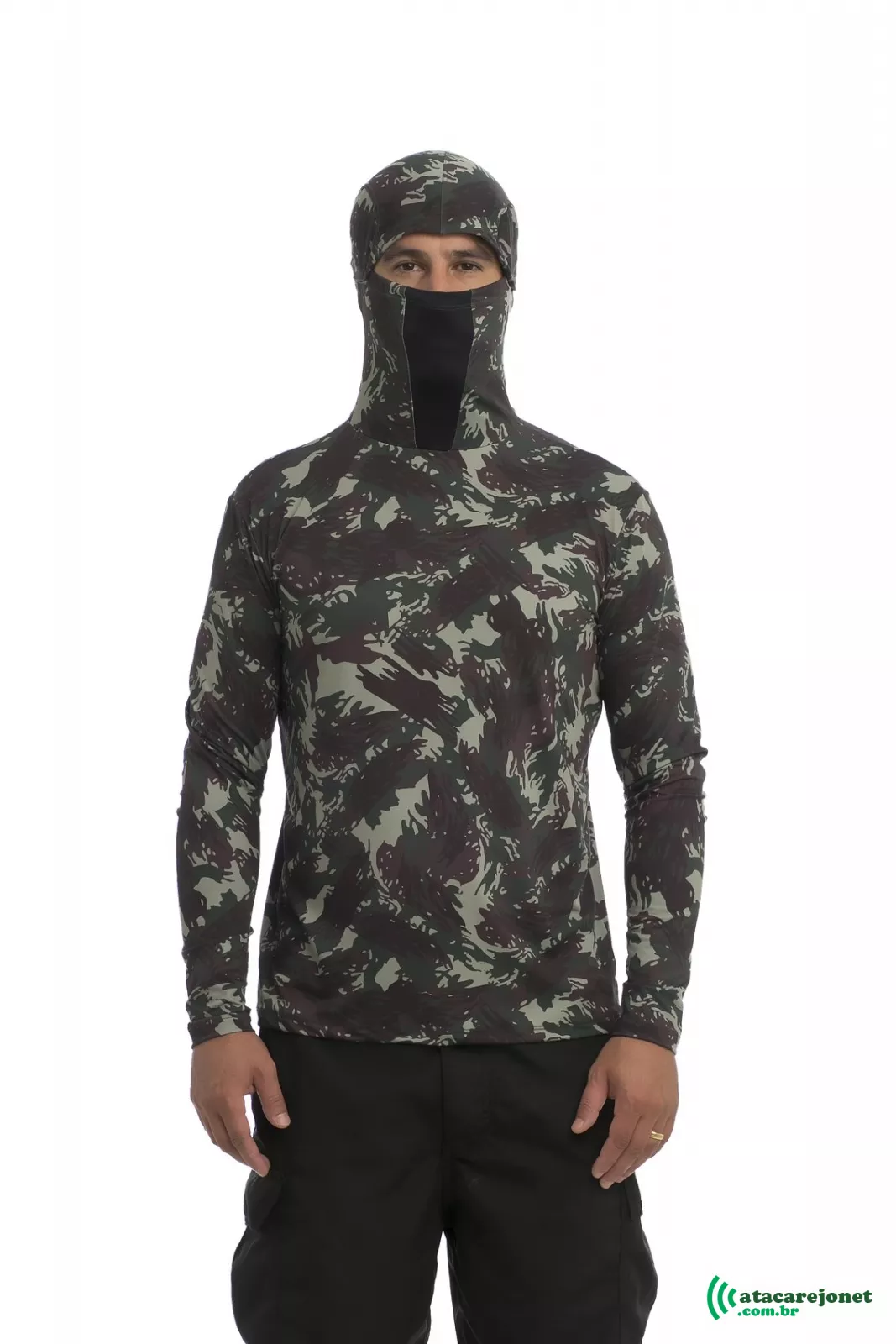 Camiseta Ninja Camuflada com Touca Tecnologia Dry UV50+ Tam. EGG - Oro Adventure