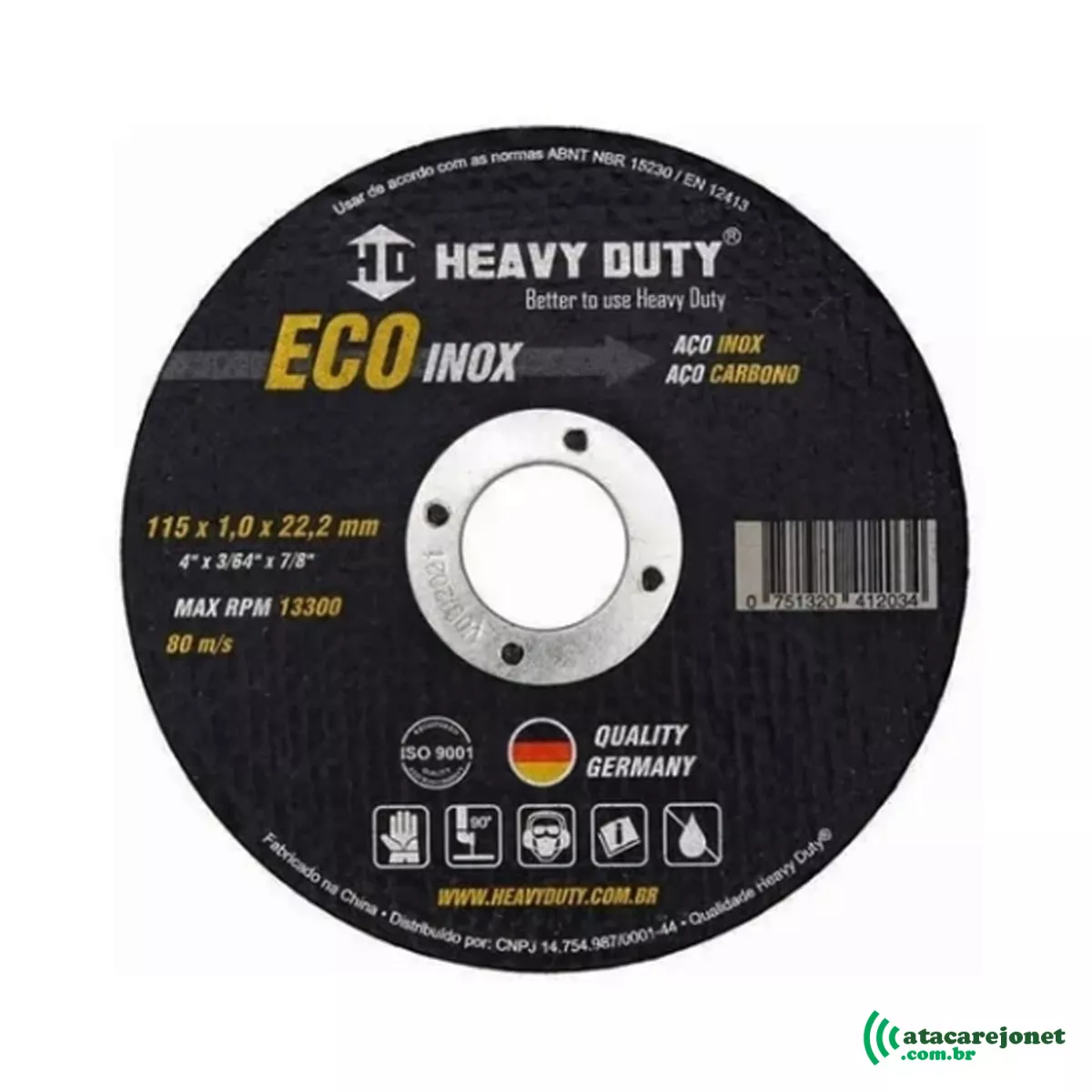 Disco Corte Aço Ecoinox 4.1/2\" - 115x1,0x22,2mm – Heavy Duty