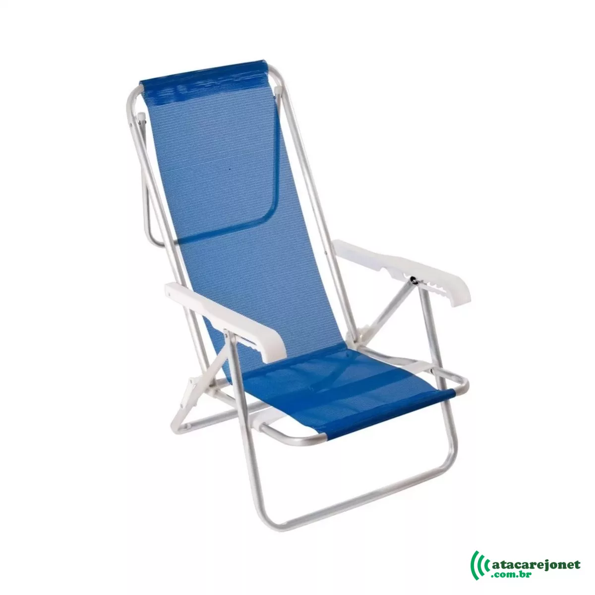 Cadeira Alumínio 8 Posições Dobrável 90kg Sannet Azul - Mor