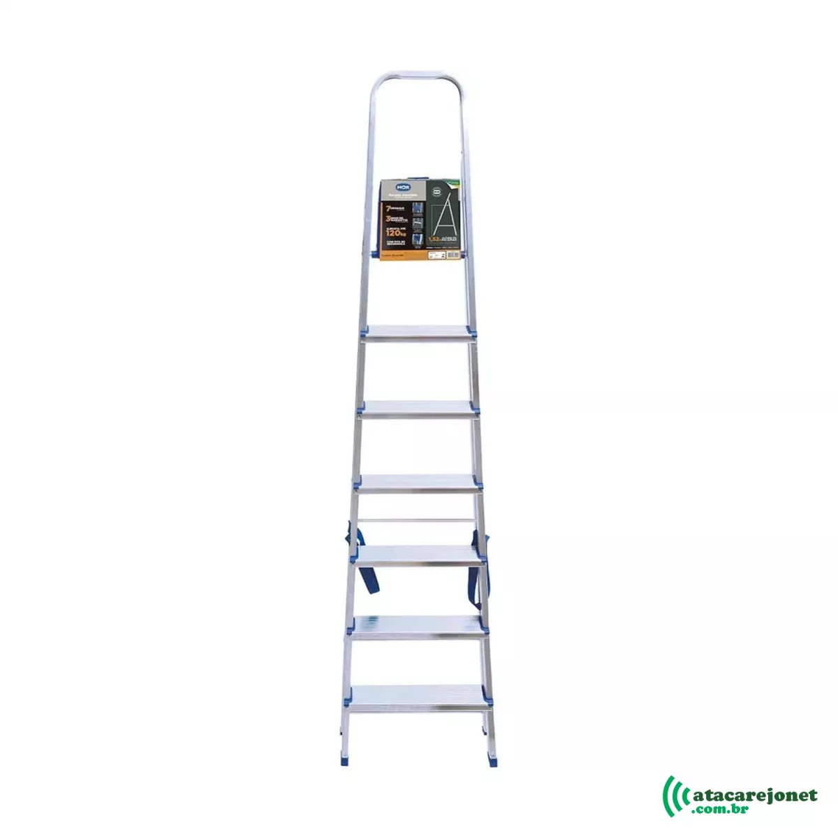 Escada Alumínio 7 Degraus com Fita de Segurança - Mor