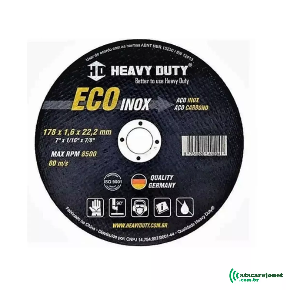 Disco Corte Aço Ecoinox 7\" - 178X1,6X22,2mm – Heavy Duty